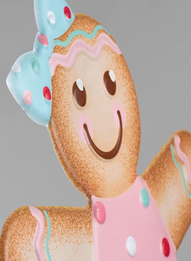 Craig Bachman 13" Gingerbread Metal Sign for Wreath Accents, Door/Wall Hangers, Crafts or Decorations (Girl - Pastel Pink, Blue, Brown) - Image 2